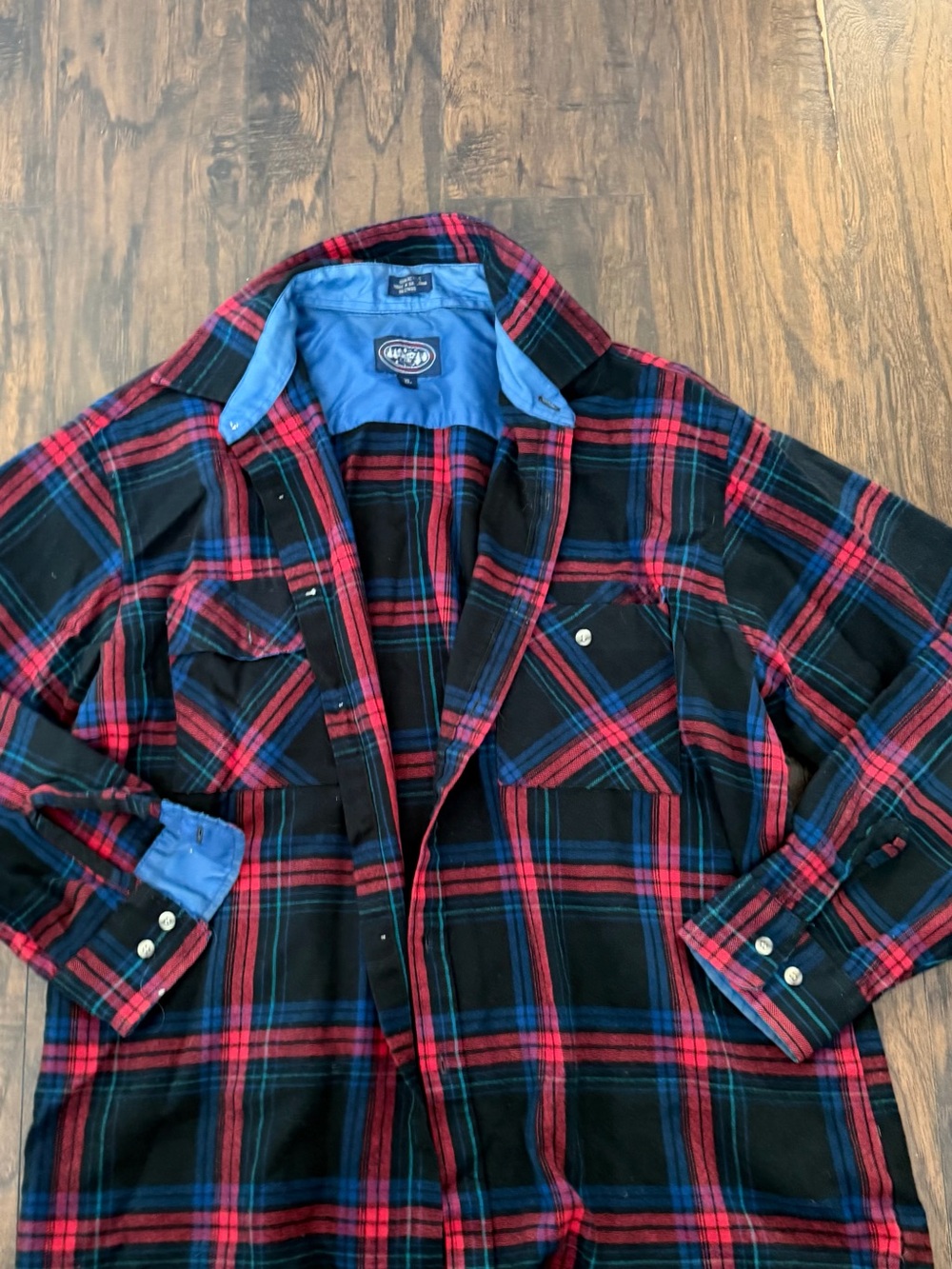 Men's Red & Black Plaid Button-Up Shirt Jacket